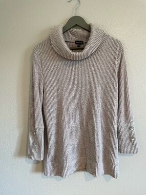 Light Taupe Ribbed Cowl Neck Sweater